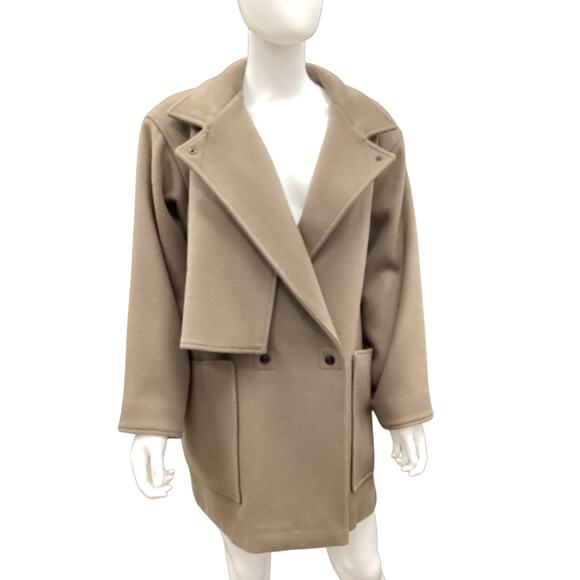Vintage Steve Women’s Coat SZ 10 Cashmere Blend Union Made Beige Clasps Pockets - Picture 3 of 7